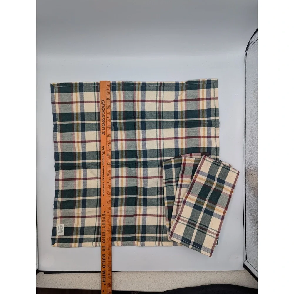 Park Designs Napkins Set of 4 Plaid Cotton Green Burgundy Farmhouse 18x18